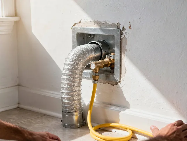 Cleveland Heights Dryer Vent Cleaning certified technician performing specialized gas dryer vent cleaning in Cleveland Heights